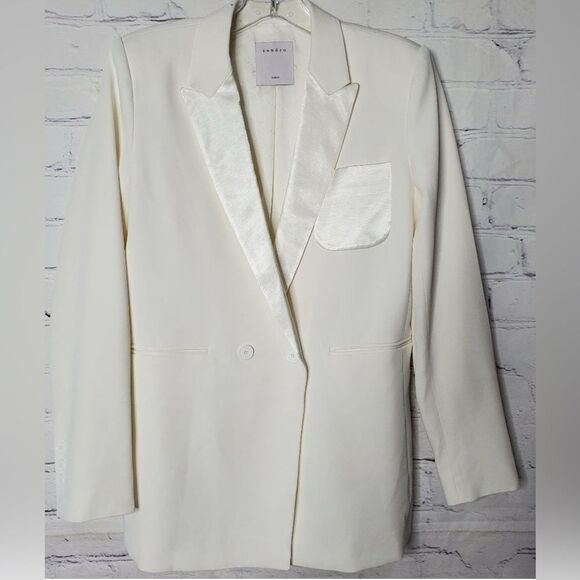 Sandro Paris Satin Panel Blazer women’s size 34 - Picture 1 of 8